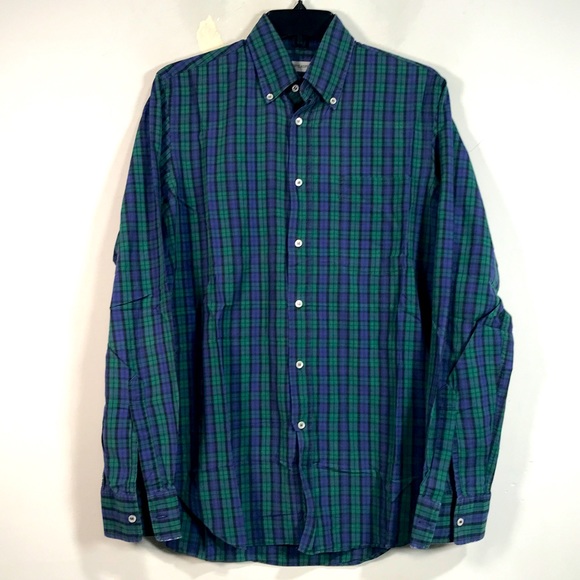Alberto Aspesi Long Sleeve Plaid Button Up Shirt, Men's Size 39 15.5 - Green - Picture 1 of 10